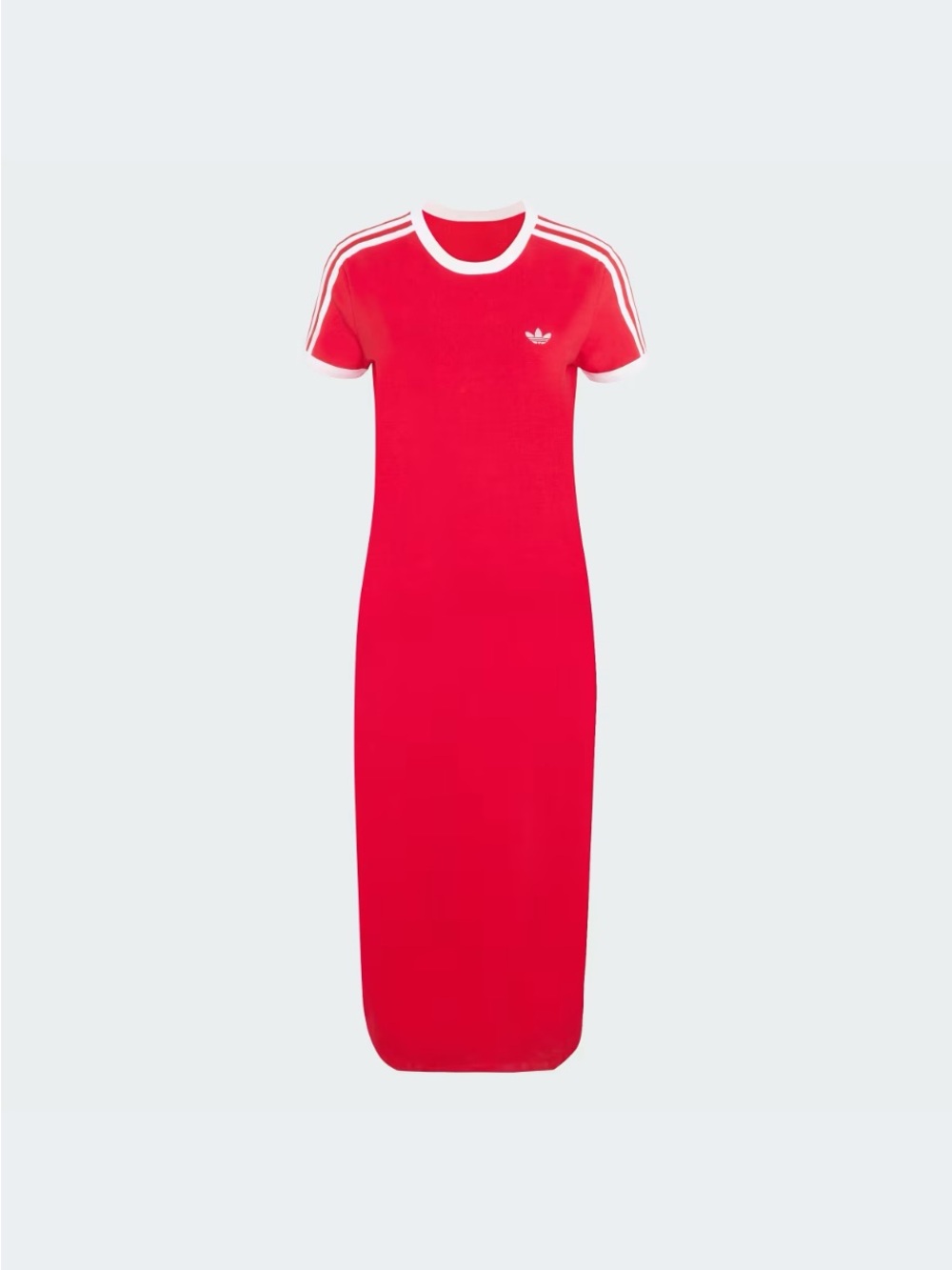 adidas Red Maxi Tee Dress with White Accents